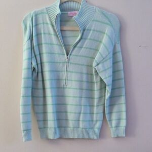Pink Lily Mint Green Striped Pullover